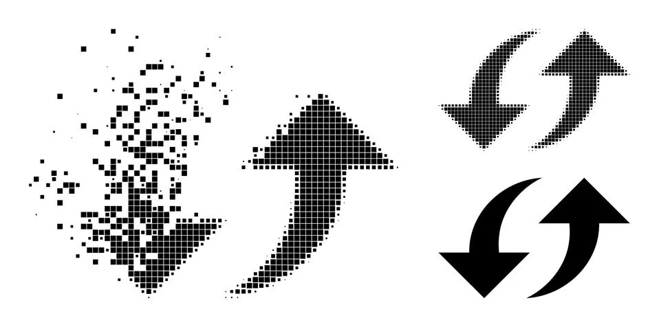 Dissolving and Halftone Pixel Exchange Arrows Icon Illustrazione stock