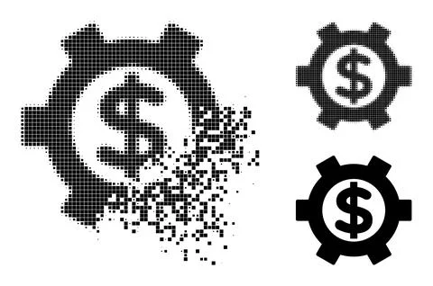 Dissolving and Halftone Pixel Financial Settings Glyph Stock Illustration
