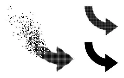 Dissolving and Halftone Pixelated Rotate Right Glyph Stock Illustration