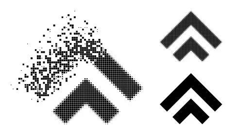 Dissolving and Halftone Pixelated Shift Up Glyph Ilustración de archivo