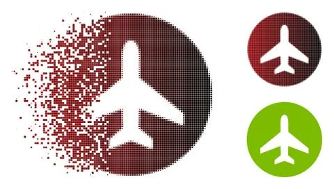 Dissolving Dot Halftone Airplane OK Icon Illustrazione stock