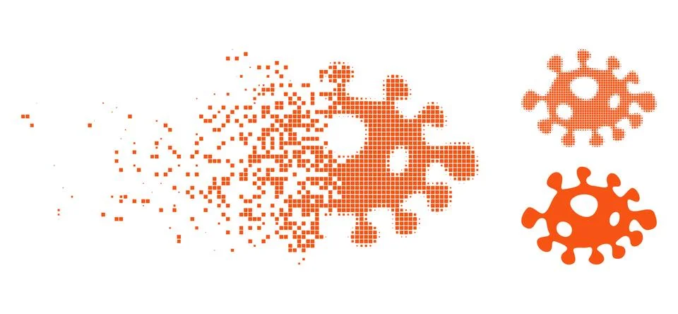 Dissolving Dot Halftone Bacteria Icon Illustrazione stock