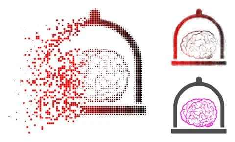 Dissolving Dot Halftone Brain Conservation Icon 스톡 일러스트