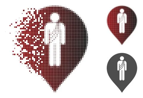 Dissolving Dot Halftone Buddhist Monk Marker Icon Illustrazione stock