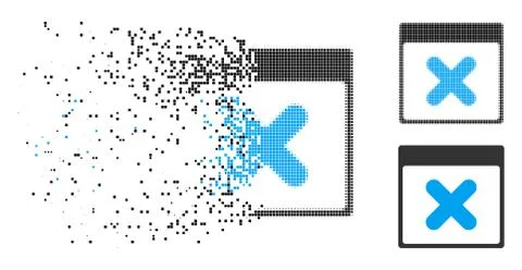 Dissolving Dot Halftone Cancel Calendar Page Icon 스톡 일러스트