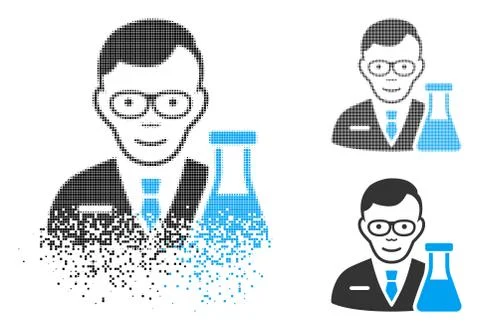 Dissolving Dot Halftone Chemist Icon with Face イラスト素材