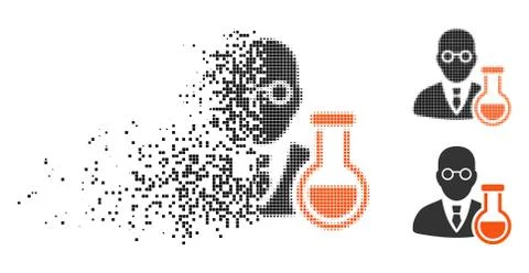 Dissolving Dot Halftone Chemist Icon Stock Illustration