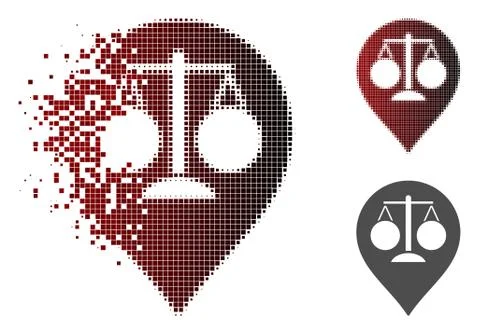 Dissolving Dot Halftone Court Map Marker Icon Stock Illustration