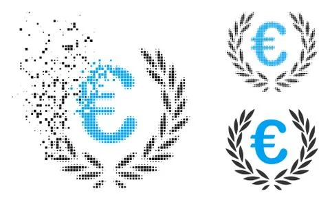 Dissolving Dot Halftone Euro Laurel Wreath Icon 스톡 일러스트
