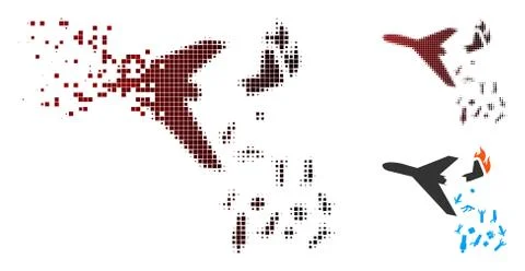 Dissolving Dot Halftone Falling Passengers From Airplane Icon 库存插图