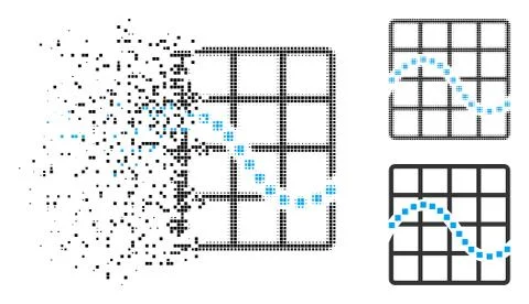 Dissolving Dot Halftone Function Chart Icon Stock Illustration