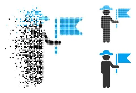 Dissolving Dot Halftone Gentleman Commander Icon 스톡 일러스트