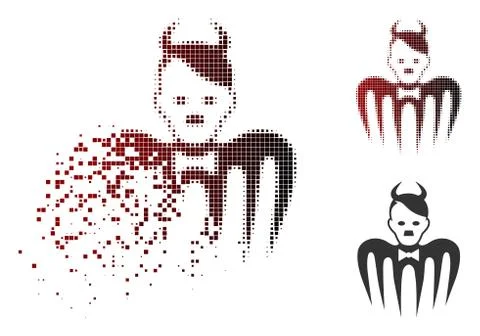 Dissolving Dot Halftone Hitler Spectre Devil Icon Stockillustratie