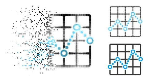Dissolving Dot Halftone Line Plot Icon Stock Illustration