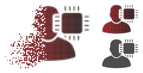Dissolving Dot Halftone Neuro Interface Icon Ilustração Stock