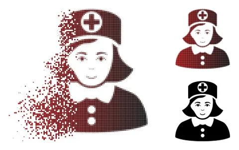 Dissolving Dot Halftone Nurse Icon Illustrazione stock