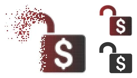 Dissolving Dot Halftone Open Banking Lock Icon 库存插图