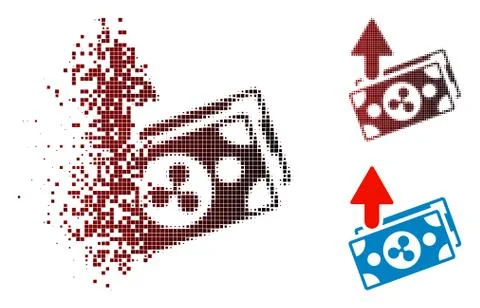 Dissolving Dot Halftone Ripple Expences Banknotes Icon Stock Illustration