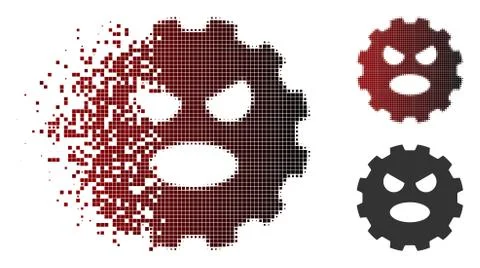 Dissolving Dot Halftone Scream Smiley Gear Icon Illustrazione stock