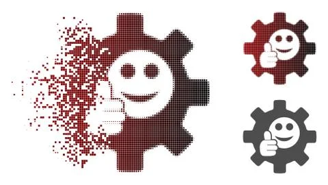 Dissolving Dot Halftone Service Gear OK Smile Icon イラスト素材