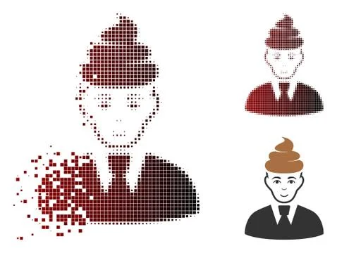 Dissolving Dot Halftone Shit Guy Icon with Face Stock Illustration