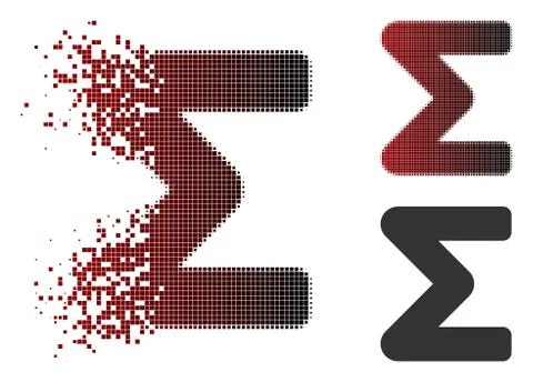 Dissolving Dot Halftone Sum Icon Stock Illustration