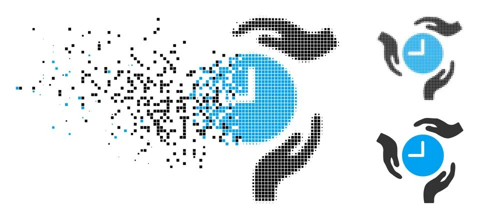 Dissolving Dot Halftone Time Care Hands Icon Stockillustratie
