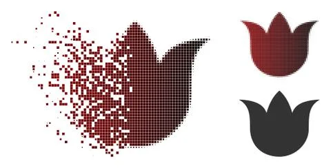 Dissolving Dot Halftone Tulip Flower Icon 스톡 일러스트