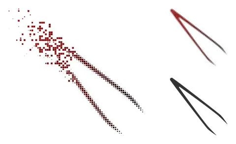 Dissolving Dot Halftone Tweezers Icon Illustrazione stock