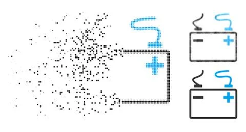 Dissolving Dotted Halftone Accumulator Icon Stockillustratie