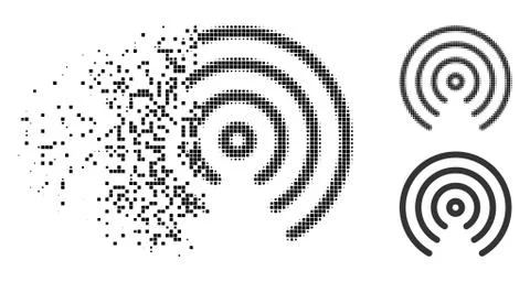 Dissolving Dotted Halftone Airdrop Center Icon Illustrazione stock