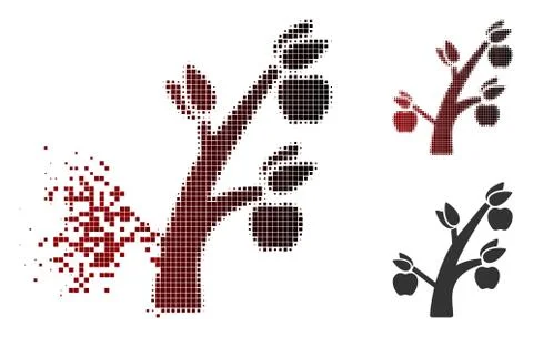Dissolving Dotted Halftone Apple Tree Icon Stockillustratie