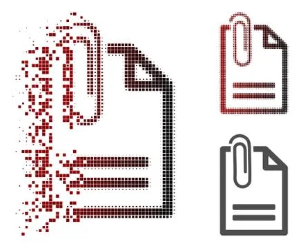 Dissolving Dotted Halftone Attached Document Icon Stock Illustration