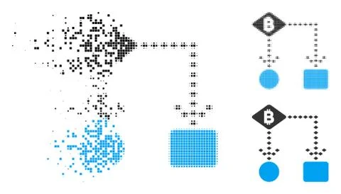 Dissolving Dotted Halftone Bitcoin Algorithm Scheme Icon 스톡 일러스트
