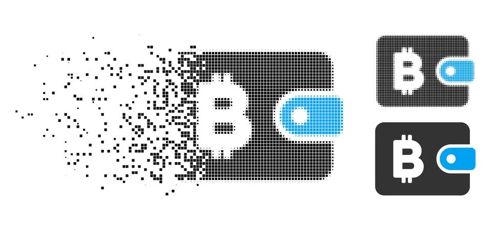 Dissolving Dotted Halftone Bitcoin Pouch Icon 스톡 일러스트