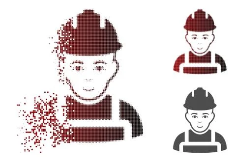 Dissolving Dotted Halftone Builder Icon with Face Stockillustratie