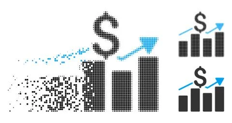 Dissolving Dotted Halftone Business Chart Icon Stock Illustration