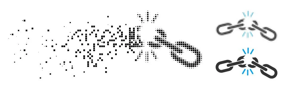 Dissolving Dotted Halftone Chain Damage Icon Stockillustratie