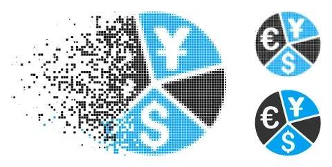 Dissolving Dotted Halftone Currency Pie Chart Icon Stock Illustration