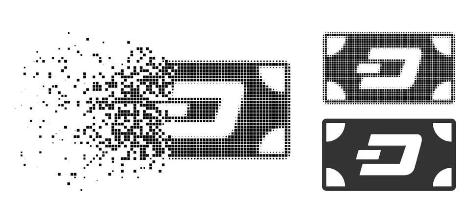 Dissolving Dotted Halftone Dash Banknote Icon Illustrazione stock