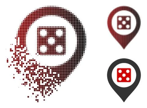 Dissolving Dotted Halftone Dice Map Marker Icon イラスト素材