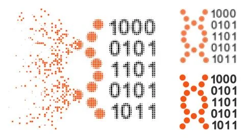 Dissolving Dotted Halftone DNA Code Icon Stock Illustration