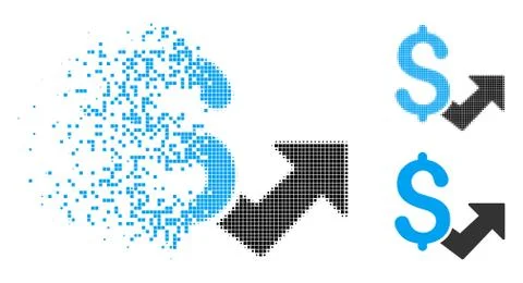 Dissolving Dotted Halftone Dollar Growth Icon Stock Illustration
