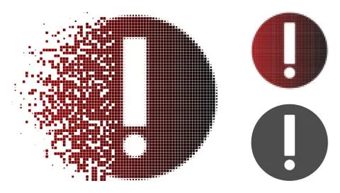 Dissolving Dotted Halftone Exclamation Icon 스톡 일러스트