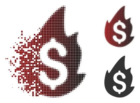 Dissolving Dotted Halftone Fire Disaster Icon イラスト素材