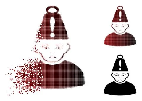 Dissolving Dotted Halftone Head Stress Icon Illustrazione stock