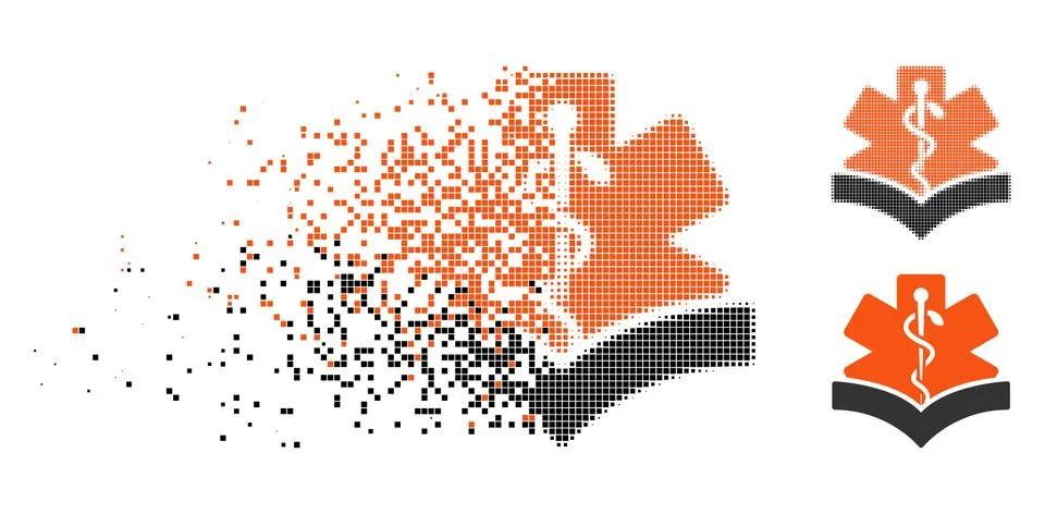 Dissolving Dotted Halftone Medical Knowledge Icon Stock Illustration