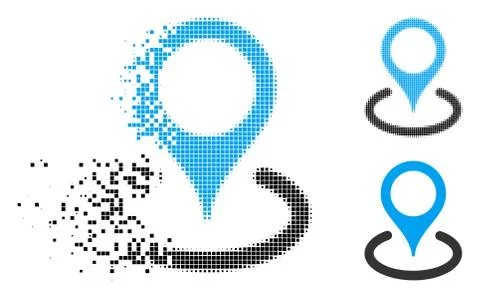 Dissolving Dotted Halftone Place Marker Icon Illustrazione stock