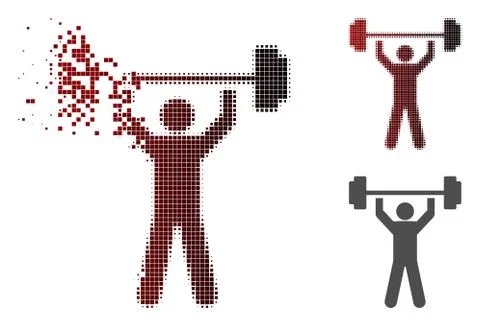 Dissolving Dotted Halftone Power Lifting Icon Illustrazione stock