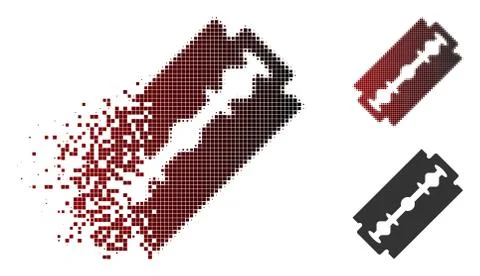 Dissolving Dotted Halftone Shaving Razor Blade Icon Stockillustratie